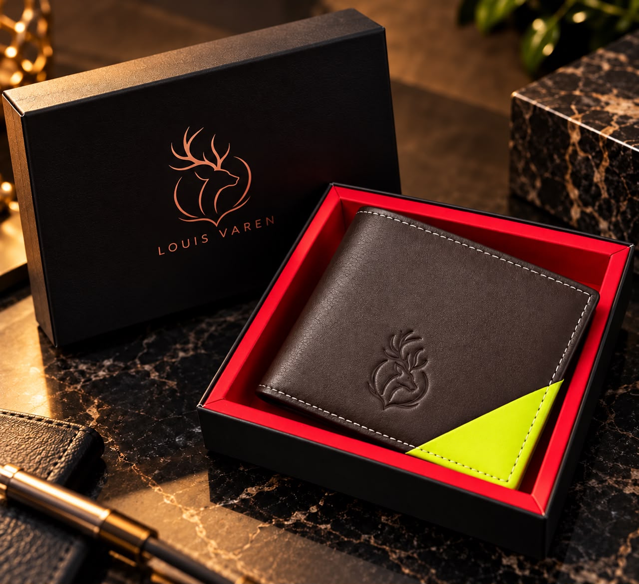 Signature Edge Wallet in Espresso & Neon